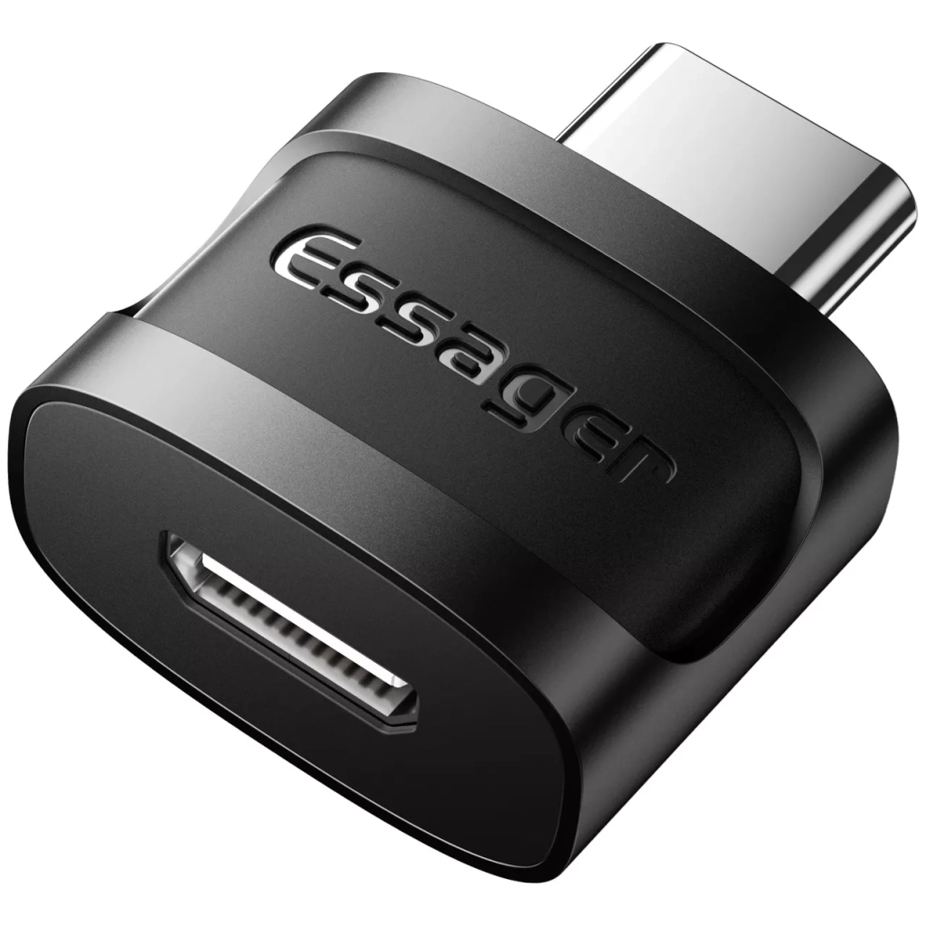 Перехідник USB-C M to Micro 5P F gray Essager (EZJMC-XL01) - зображення 1