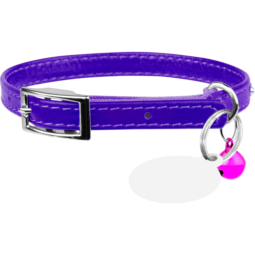 Нашийник для тварин WAUDOG GLAMOUR з резинкою і стразами для кішок (фіолетовий) (32549) - зображення 1