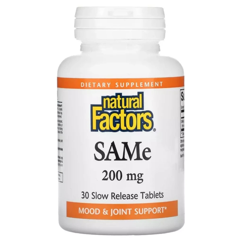 Вітамінно-мінеральний комплекс Natural Factors SAM-e (дисульфат тозилат) повільного вивільнення, 200 мг, (NFS-02707) - зображення 1