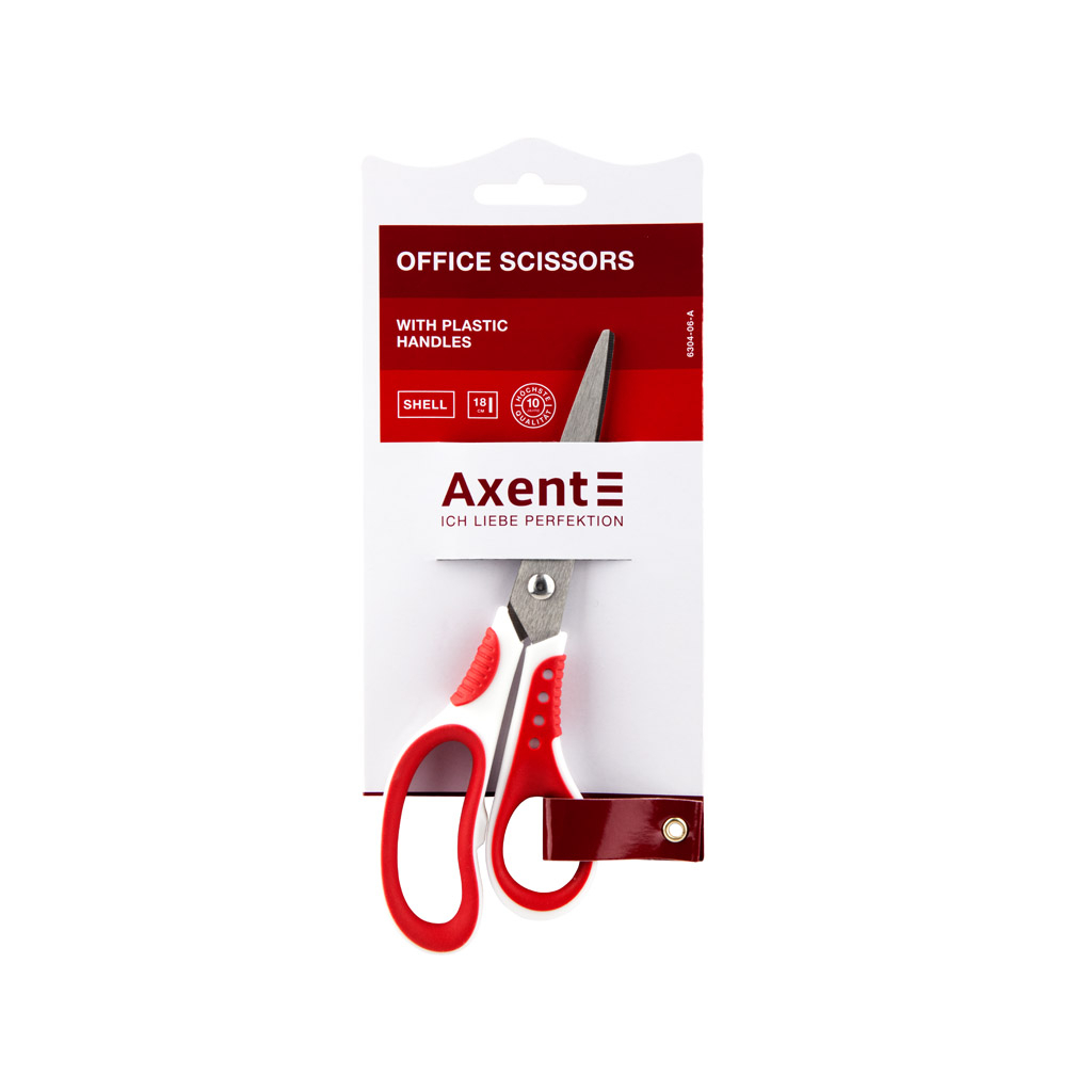 Ножиці Axent Shell, 18 см, біло-червоні (6304-06-A) - изображение 2