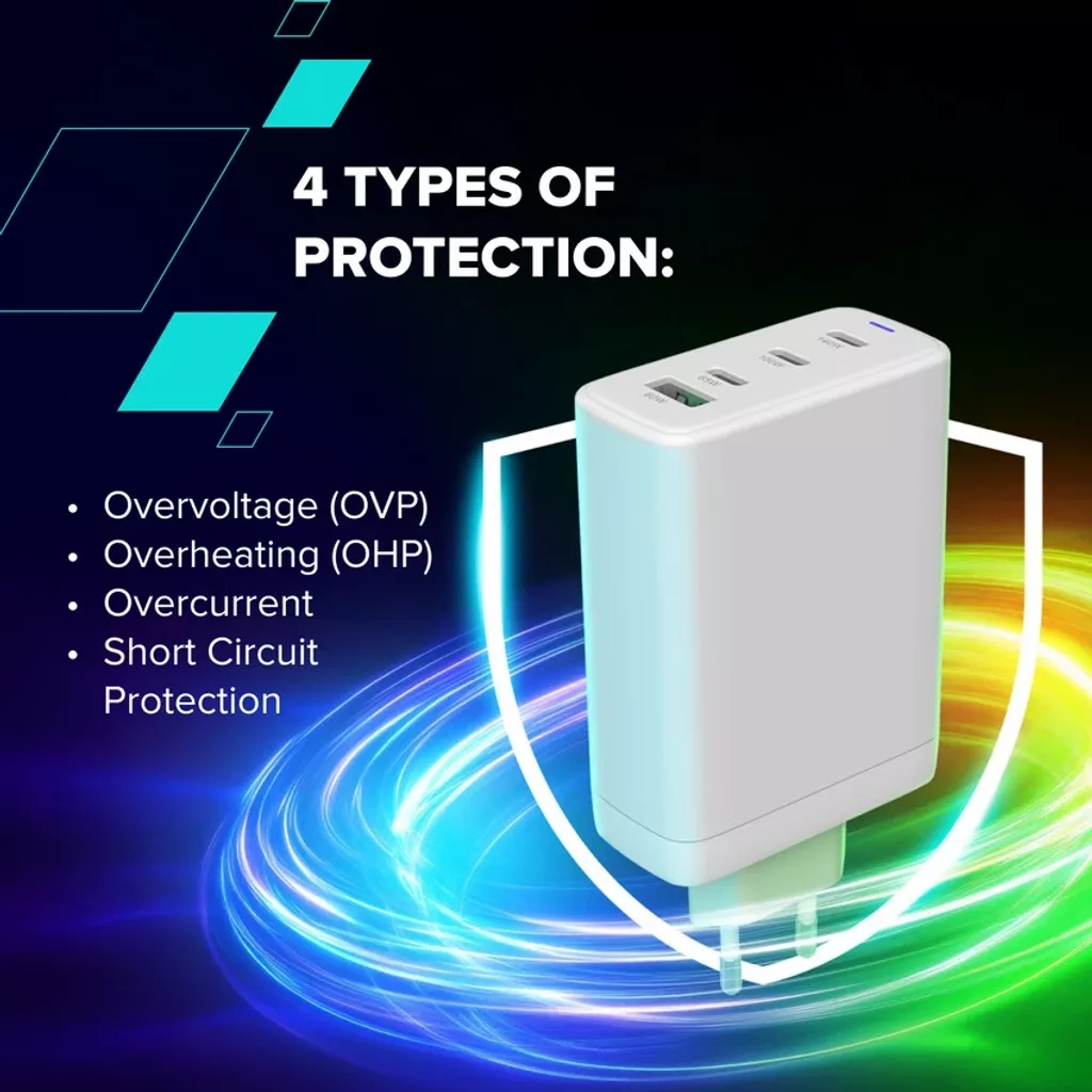 Зарядний пристрій Canyon CU100ACC GaN 100W 3xPD 1xQC EU White (CNS-CUW100ACC) - изображение 12
