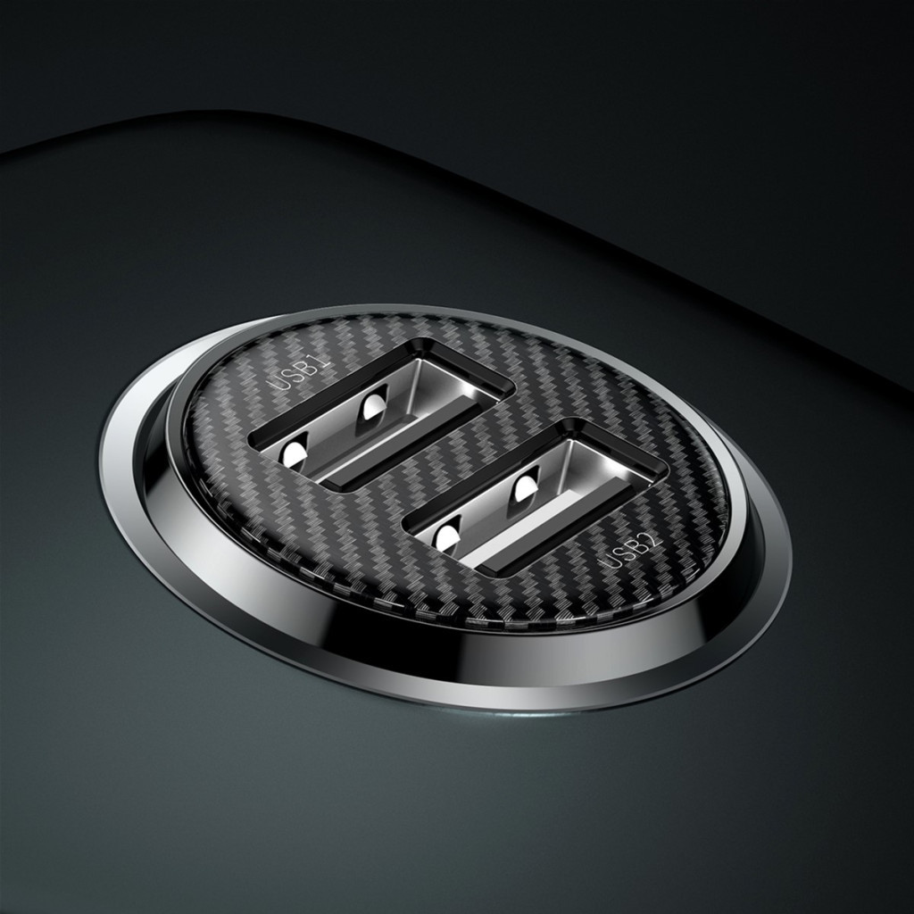 Зарядний пристрій Baseus Grain Pro Car Charger (Dual USB 4.8A ) USB Black (CCALLP-01) - изображение 7