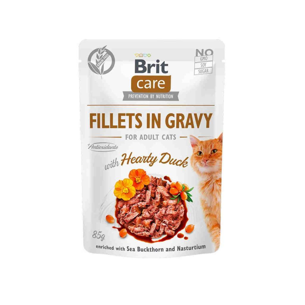 Вологий корм для кішок Brit Care Cat pouch 85 г (філе качки у соусі) (8595602540518) - зображення 1