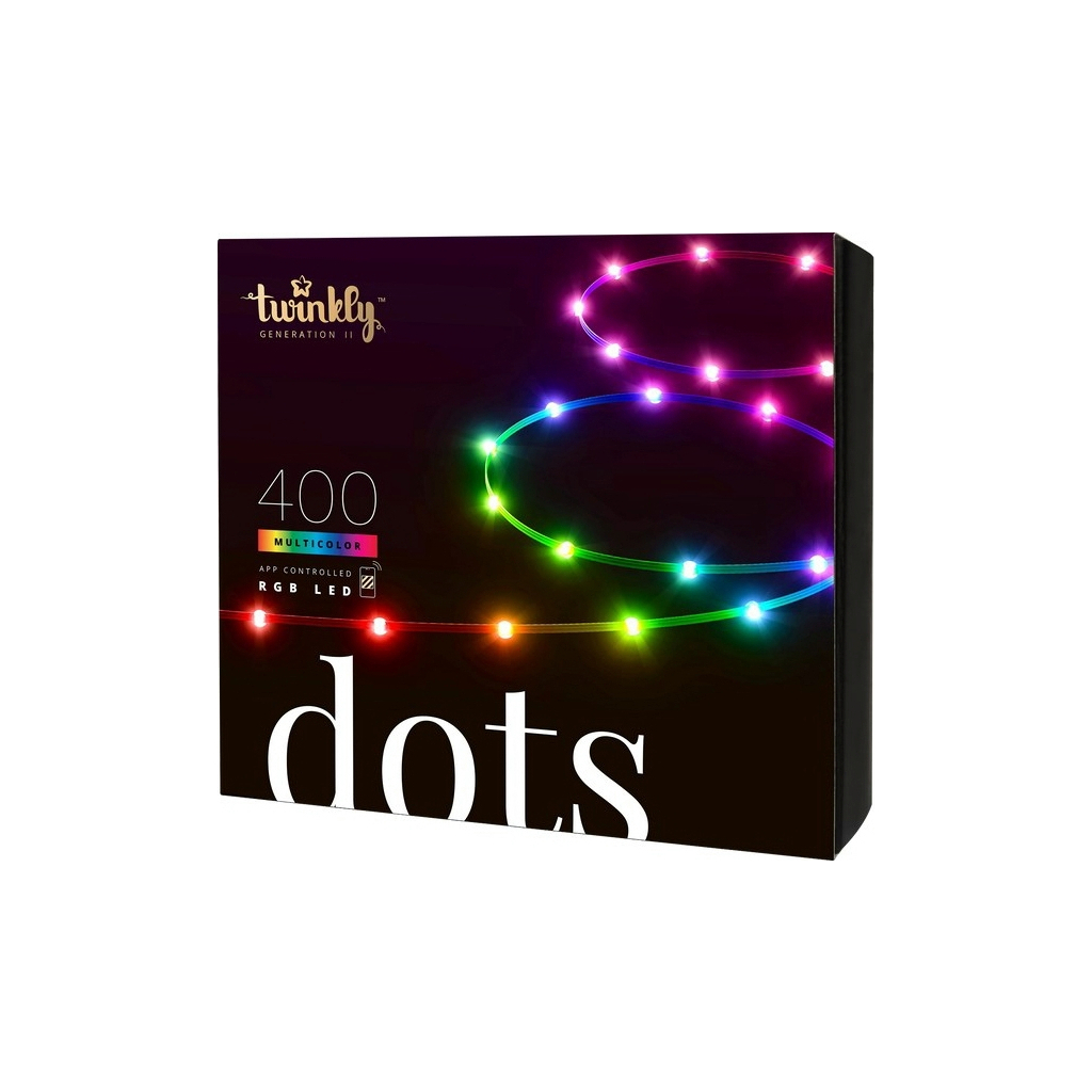 Гірлянда Twinkly Smart LED, Dots 400 RGB LED Lights String Black Wire Plug IP44 20м (TWD400STP-BEU) - зображення 10