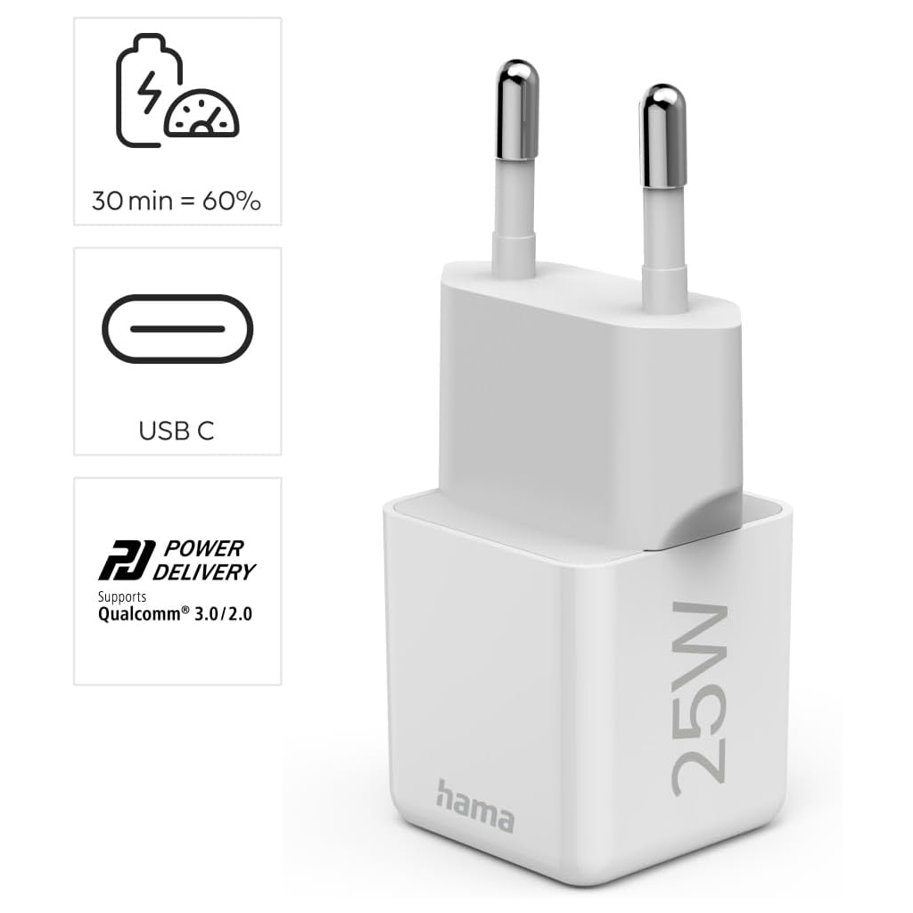 Зарядний пристрій Hama 25W USB-С PD white (00201981) - зображення 2