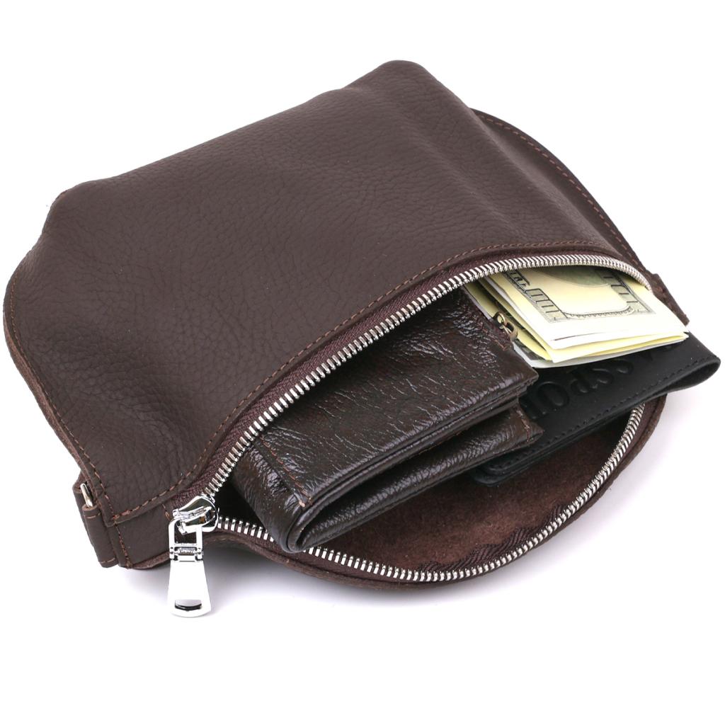 Сумка Shvigel Шкіряна матова бананка Коричнева (16381) - зображення 6