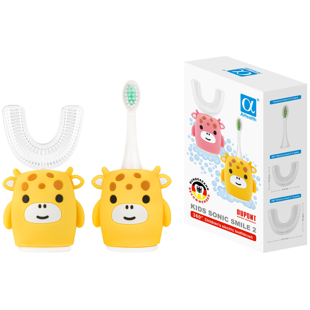 Електрична зубна щітка AHealth KIDS SONIC SMILE 2 Yellow (AHkss2y) - зображення 1