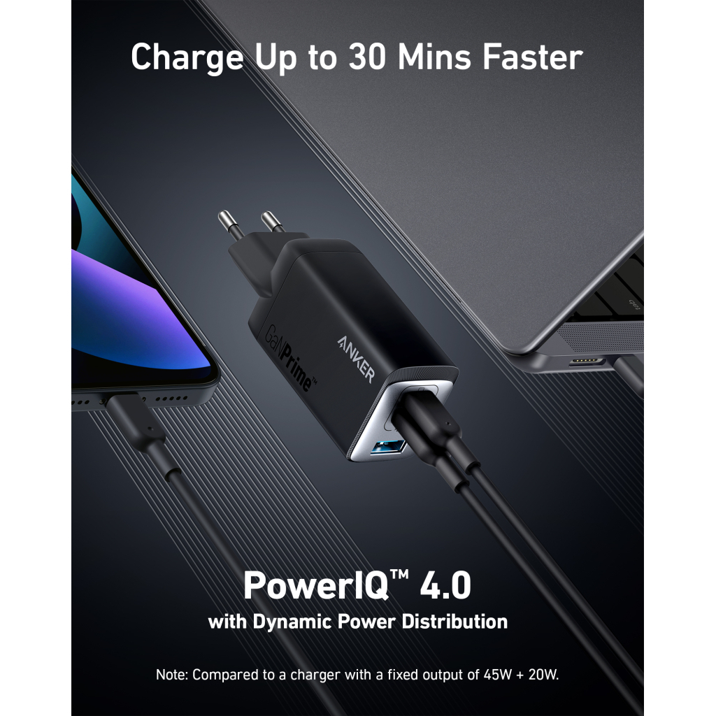 Зарядний пристрій Anker PowerPort 735 GaNPrime 65W 2xUSB-C PD + 1xUSB-A PIQ PPS/DPDS (A2668311) - зображення 5