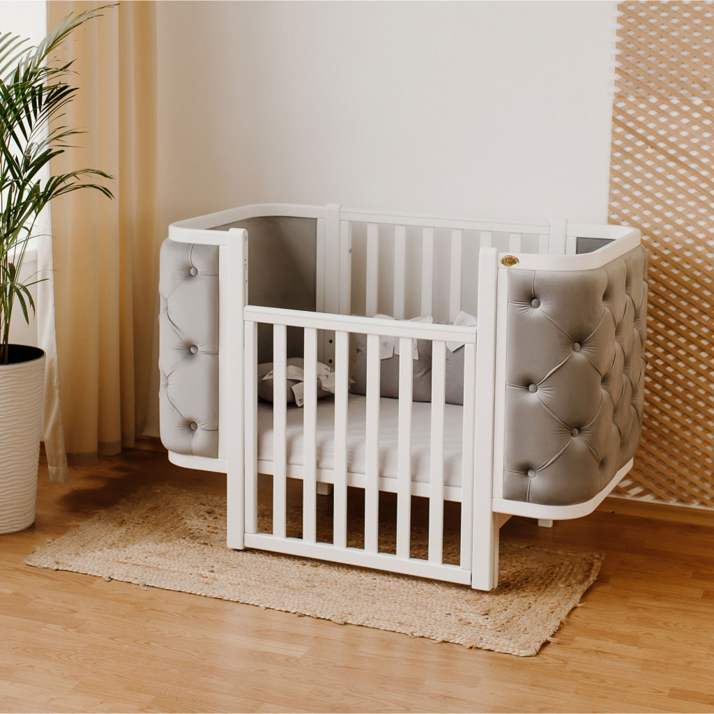 Ліжечко Angelo Luna гудзики сіре (велюр) 120х60 (12012) - зображення 4