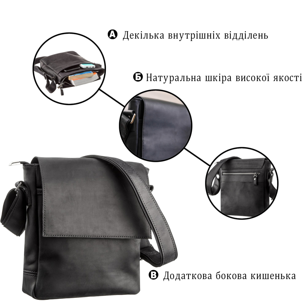 Сумка Shvigel Шкіряна Чорна (11171) - зображення 4