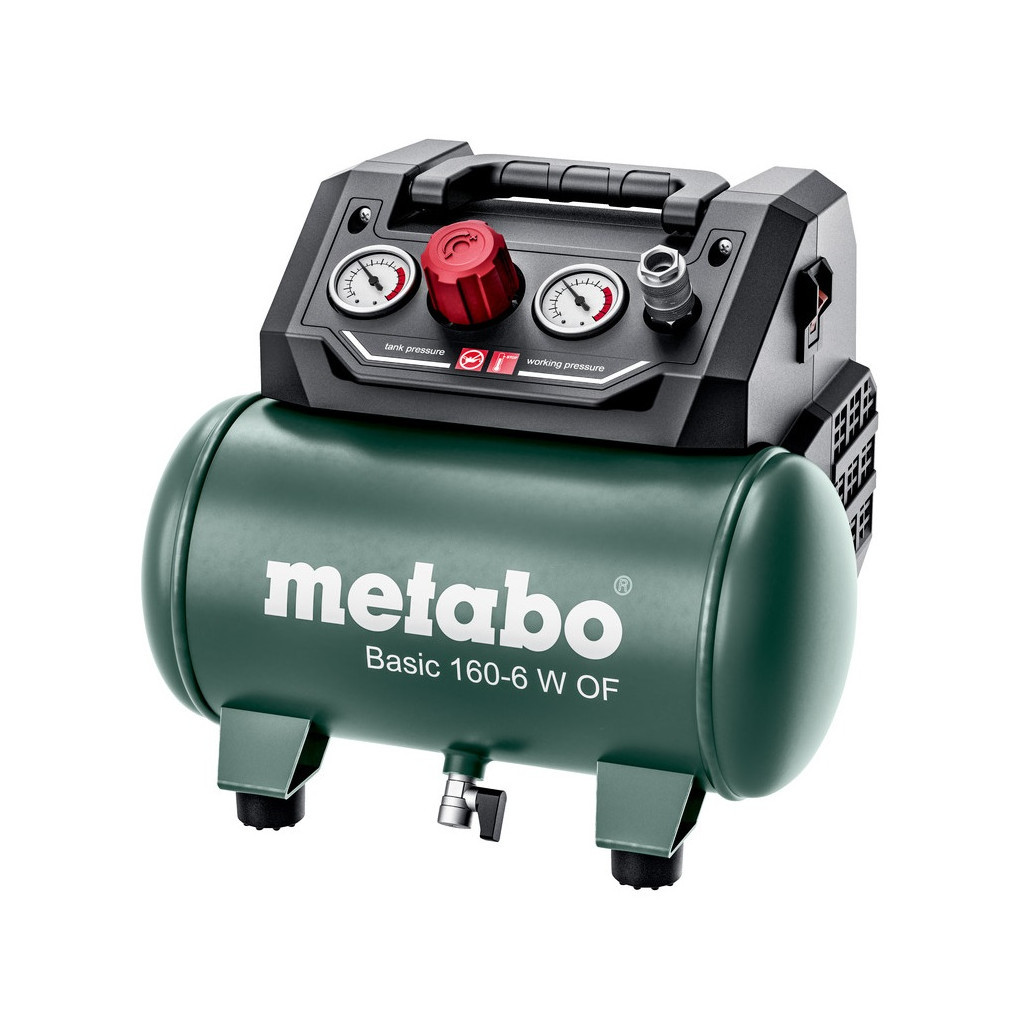 Компресор Metabo BASIC 160-6 W OF безолійний, 900Вт, 6л, 160л/хв, 8бар (601501000) - зображення 1