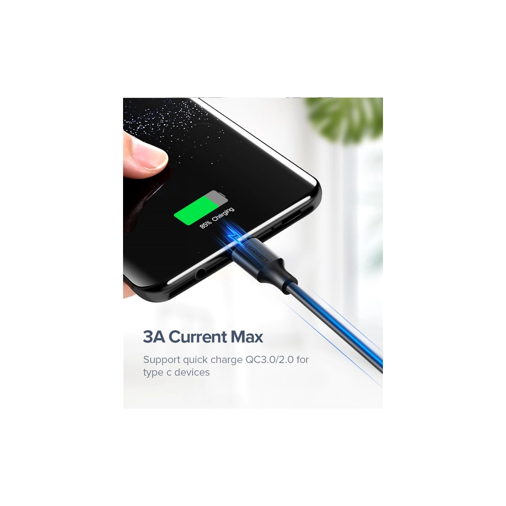 Дата кабель USB 2.0 AM to USB-C 0.25m 3A US287 black Ugreen (60114) - зображення 5