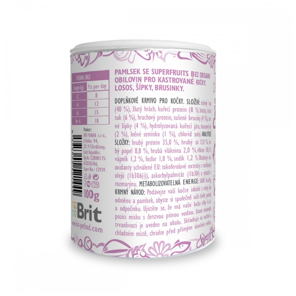 Ласощі для котів Brit Care Cat Snack Superfruits Salmon 100 г (8595602521449) - изображение 3