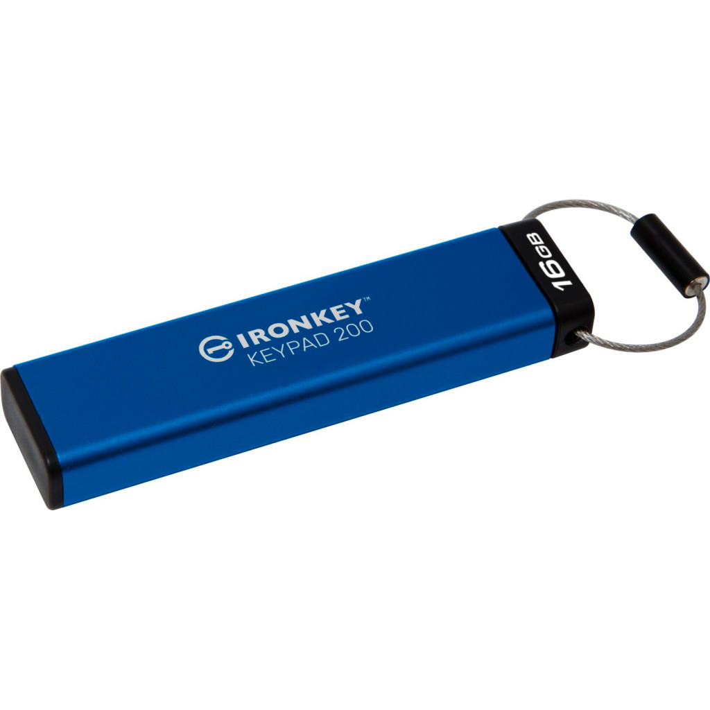 USB флеш накопичувач Kingston 16GB IronKey Keypad 200 Blue USB 3.2 (IKKP200/16GB) - зображення 4