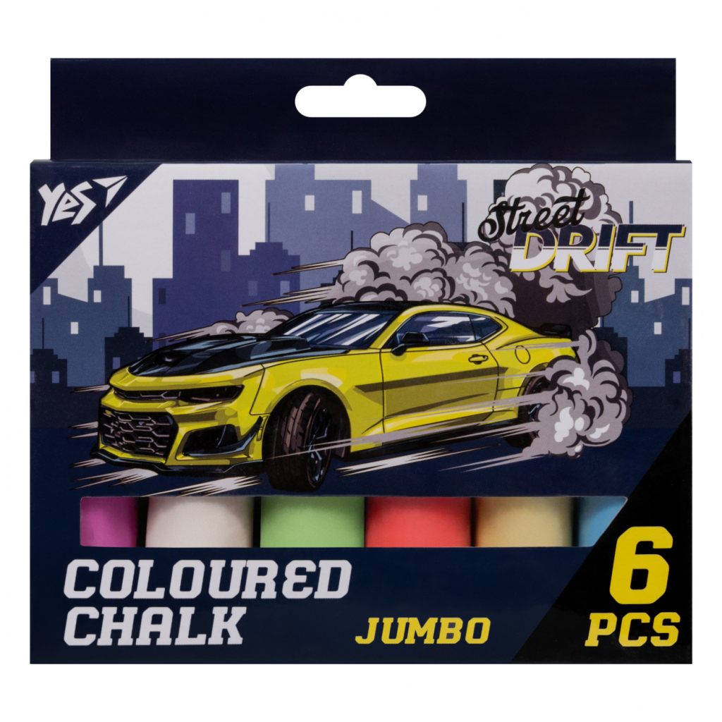 Крейда Yes кольорова Street Drift 6 шт JUMBO (400500) - изображение 1