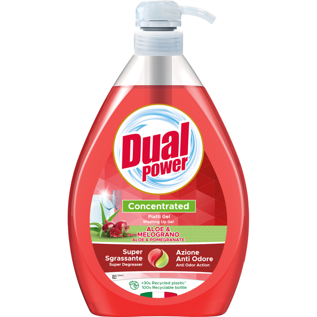 Засіб для ручного миття посуду Dual Power концентрований Алое та гранат 1 л (8054633830710) - зображення 1