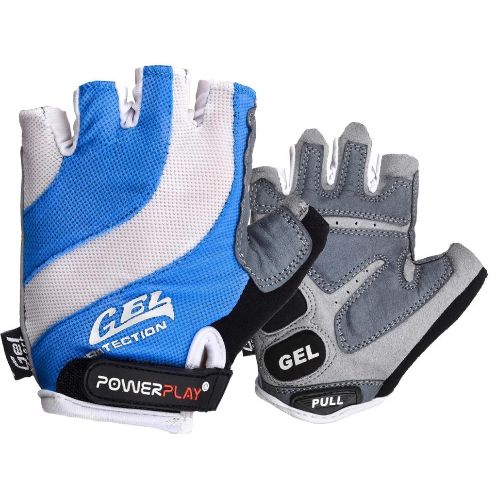 Велорукавиці PowerPlay 5034 White/Blue S (5034_S_Blue) - зображення 1