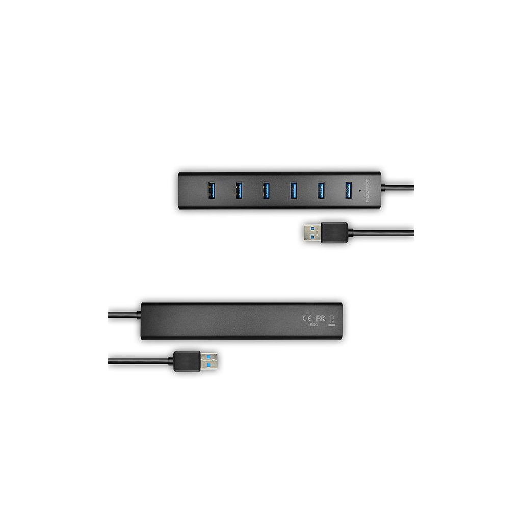 Концентратор AXAGON USB 3.1 to 7xUSB 3.0 + power adapter black (HUE-SA7BP) - зображення 3