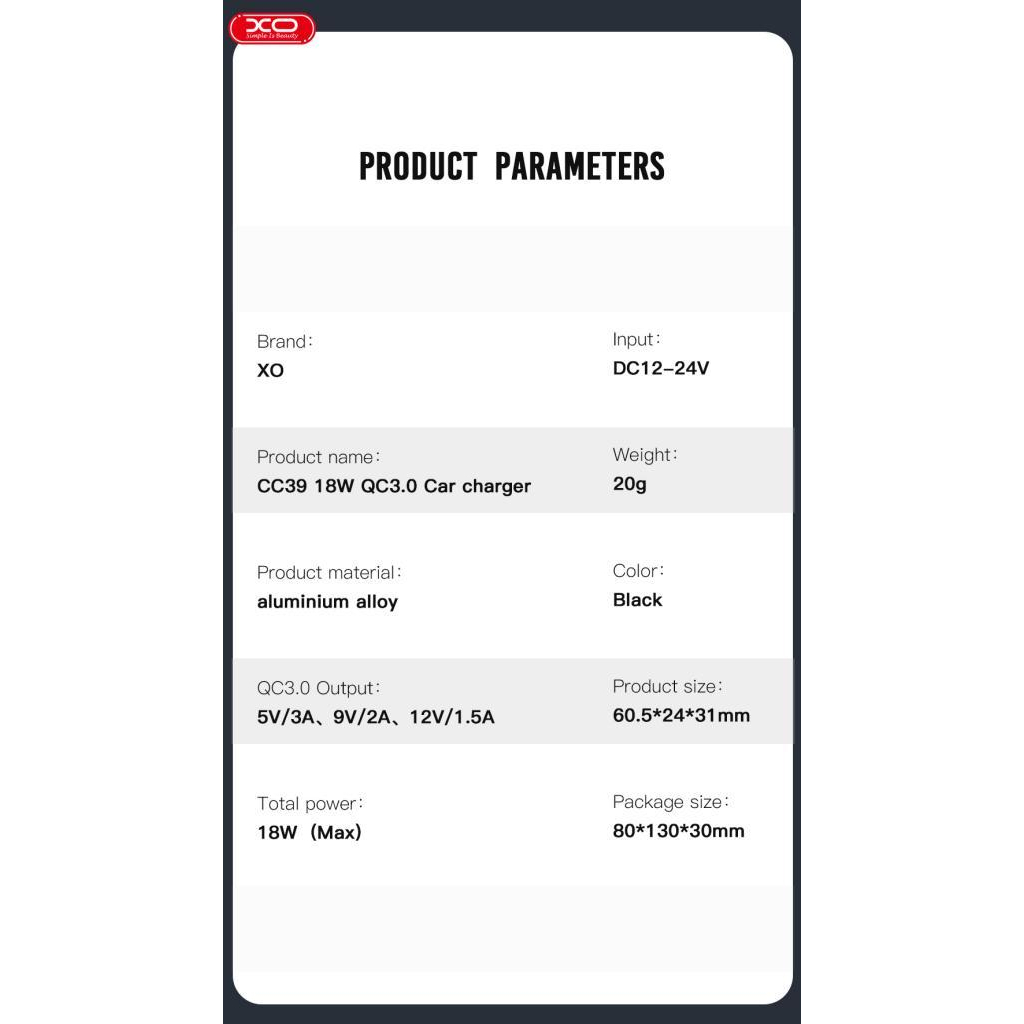 Зарядний пристрій XO USB QC3.0 black (CC39-BK) - зображення 4