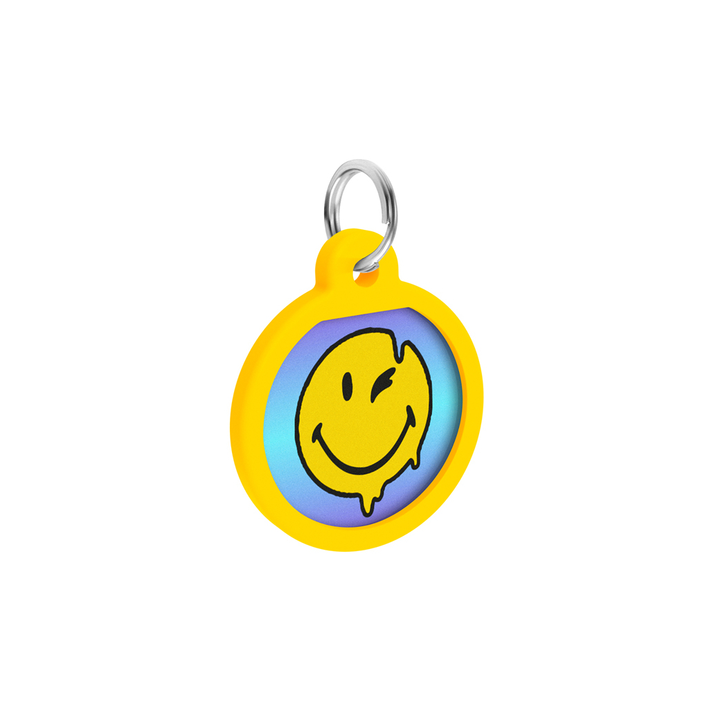 Адресник для тварин WAUDOG Smart ID з QR паспортом "Смайли на блакитному", коло 25 мм (225-0182) - изображение 4