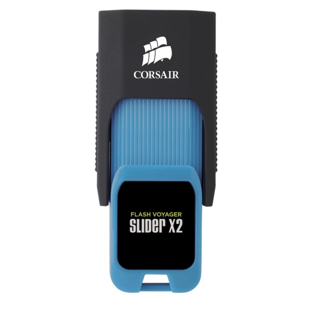 USB флеш накопичувач Corsair 64GB Voyager Slider X2 Blue USB 3.0 (CMFSL3X2A-64GB) - зображення 1