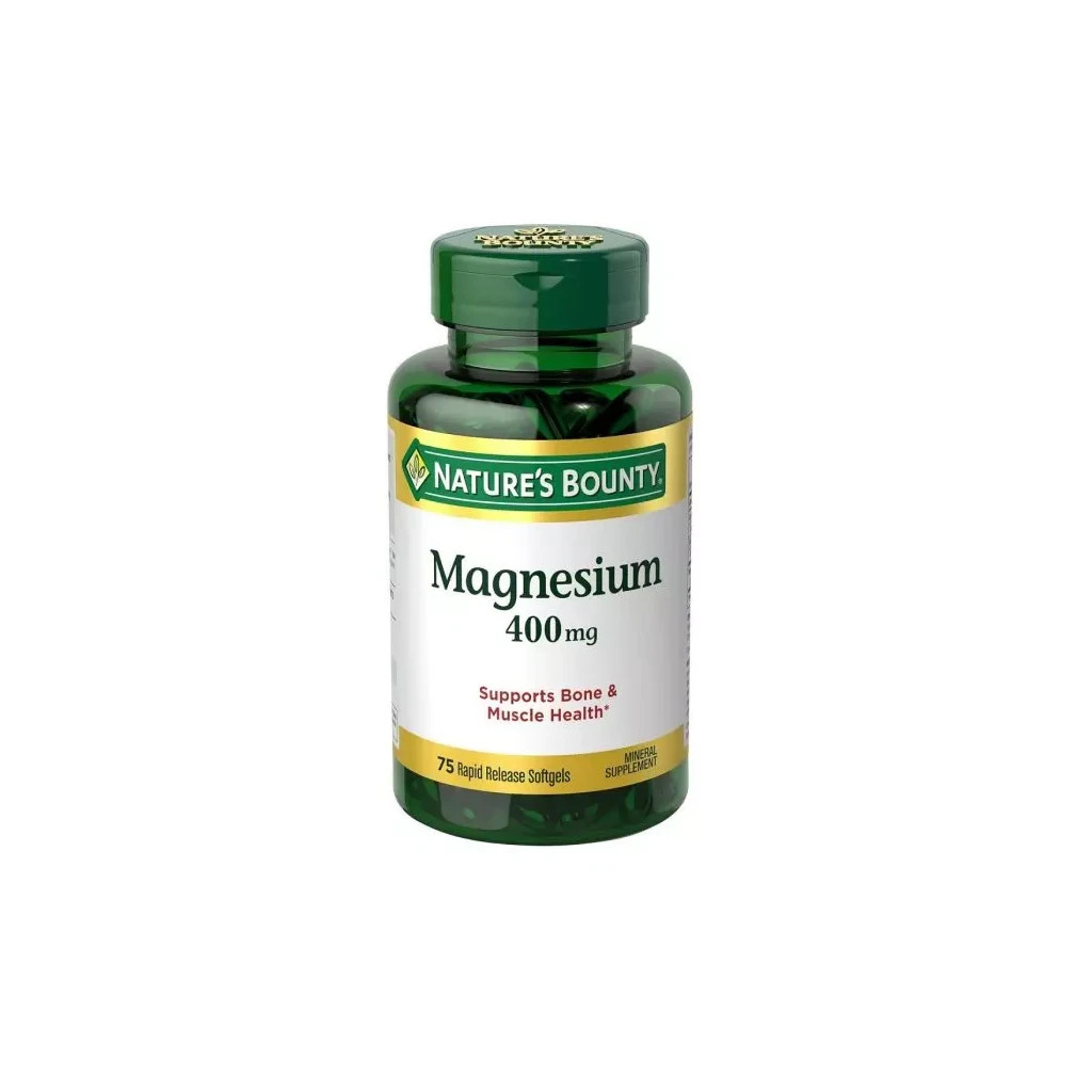 Мінерали Nature's Bounty Магній, 400 мг, Magnesium, 75 гелевих капсул (NRT59408) - зображення 1
