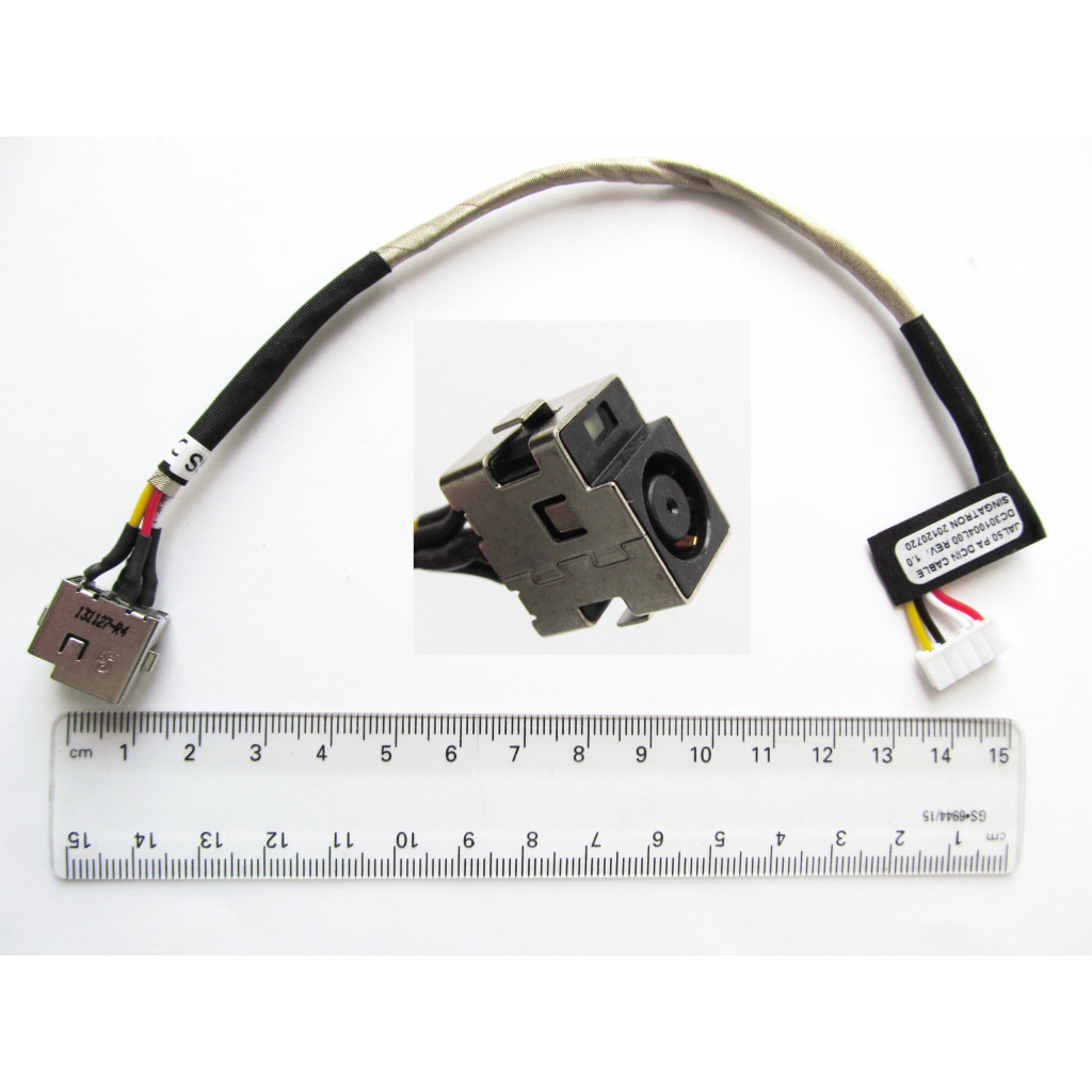 Роз'єм живлення ноутбука з кабелем для HP PJ064 (7.4mm x 5.0mm + center pin), 5(4)-pi Универсальный (A49032) - зображення 1
