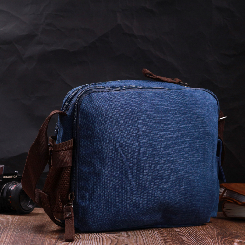 Сумка Vintage Месенджер з текстилю Синя (22207) - зображення 11