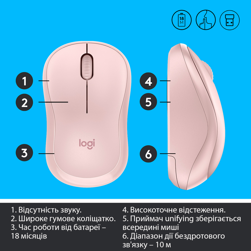 Мишка Logitech M220 Silent Rose (910-006129) - зображення 6