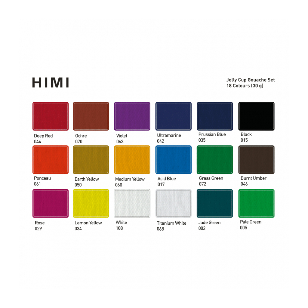 Гуашеві фарби HIMI Jelly Cup 18 кольори по 30 мл, зелений пластик.пенал (6974712453680) - зображення 8