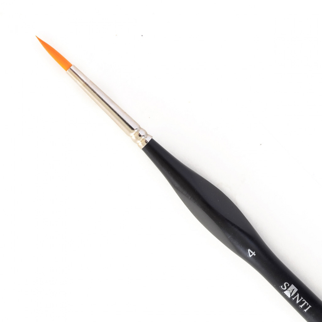 Пензлик для малювання Santi синтетика Sensation, коротка вигнута ручка, лайнер, №4 (310776) - зображення 2