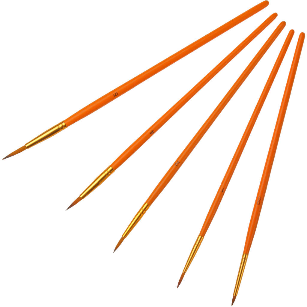 Пензлик для малювання Maxi набір для декору 5 шт синтетичний ворс, круглі (MX60889) - зображення 2