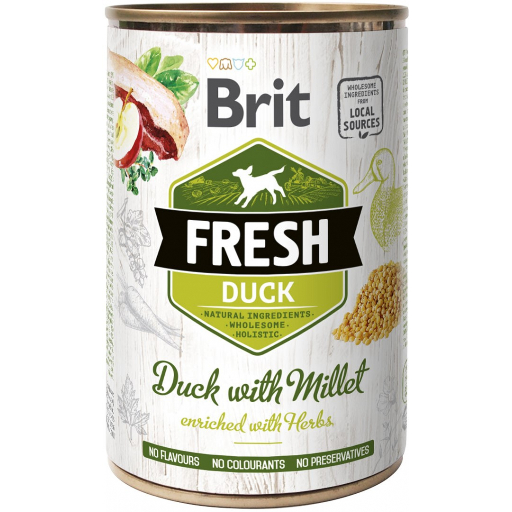 Консерви для собак Brit Fresh Duck/Millet 400 г (з качкою та пшоном) (8595602533909) - зображення 1