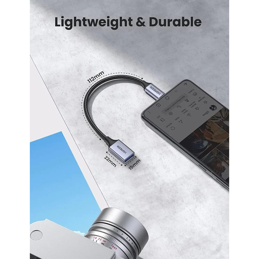 Перехідник OTG USB 3.0 AF to USB-C 0.1m US378 black Ugreen (70889) - зображення 6