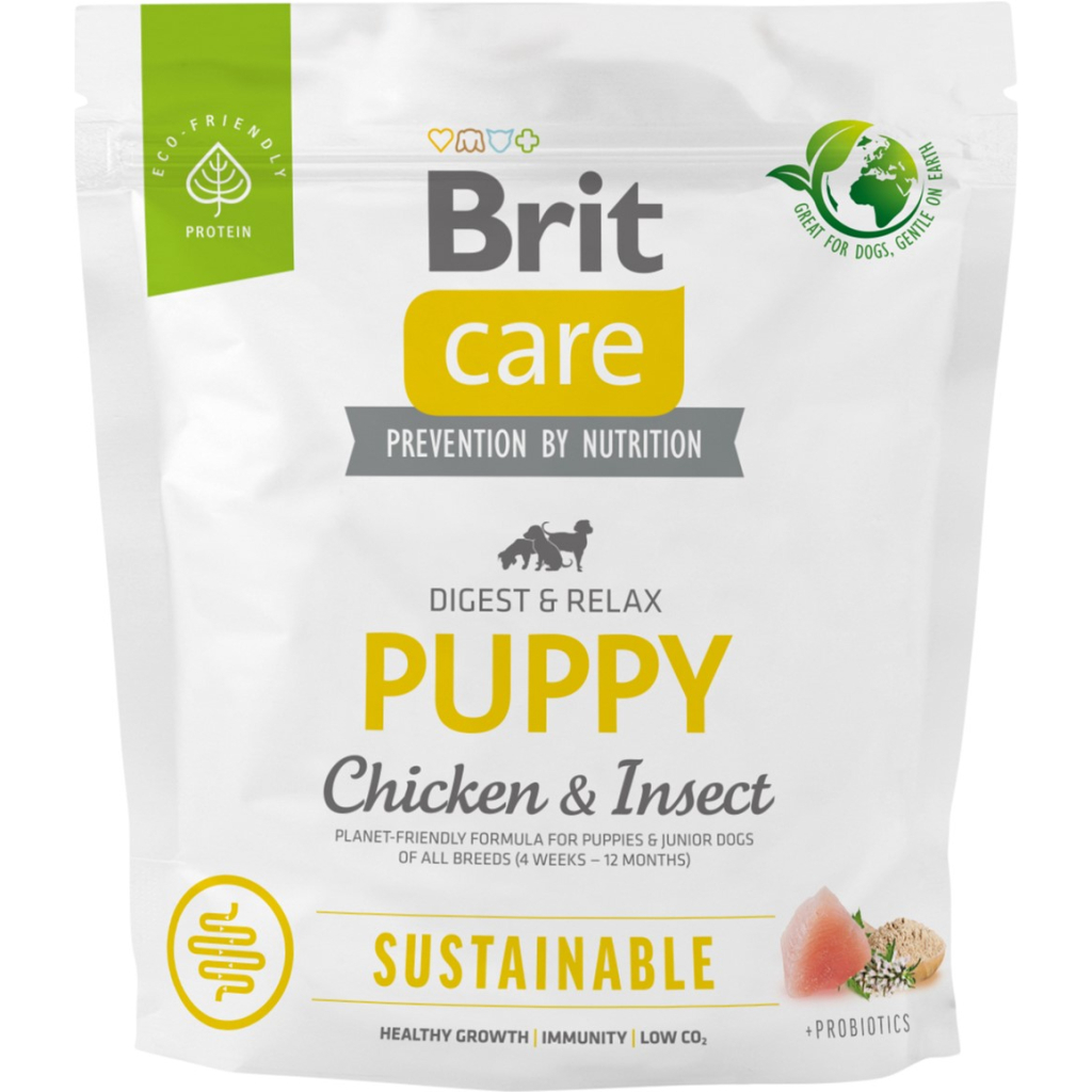 Сухий корм для собак Brit Care Dog Sustainable Puppy з куркою та комахами 1 кг (8595602558643) - зображення 1