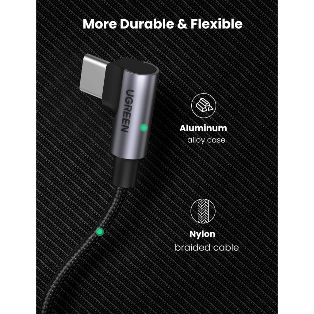 Дата кабель USB-C 2.0 to USB-C 3.0m 90° corner US334 black Ugreen (20583) - изображение 10