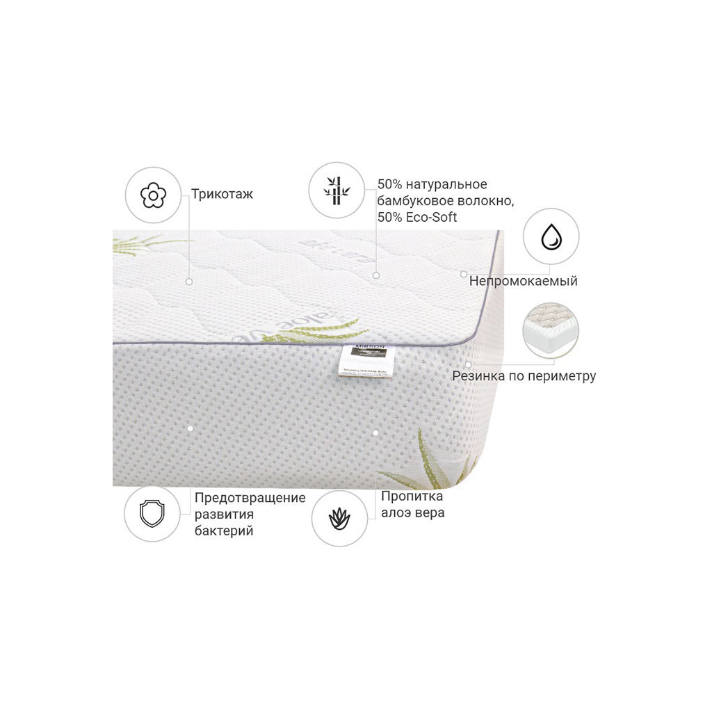 Наматрацник MirSon №1031 Alberto Bamboo Aloe Vera 200х200 см (2200001505193) - зображення 3
