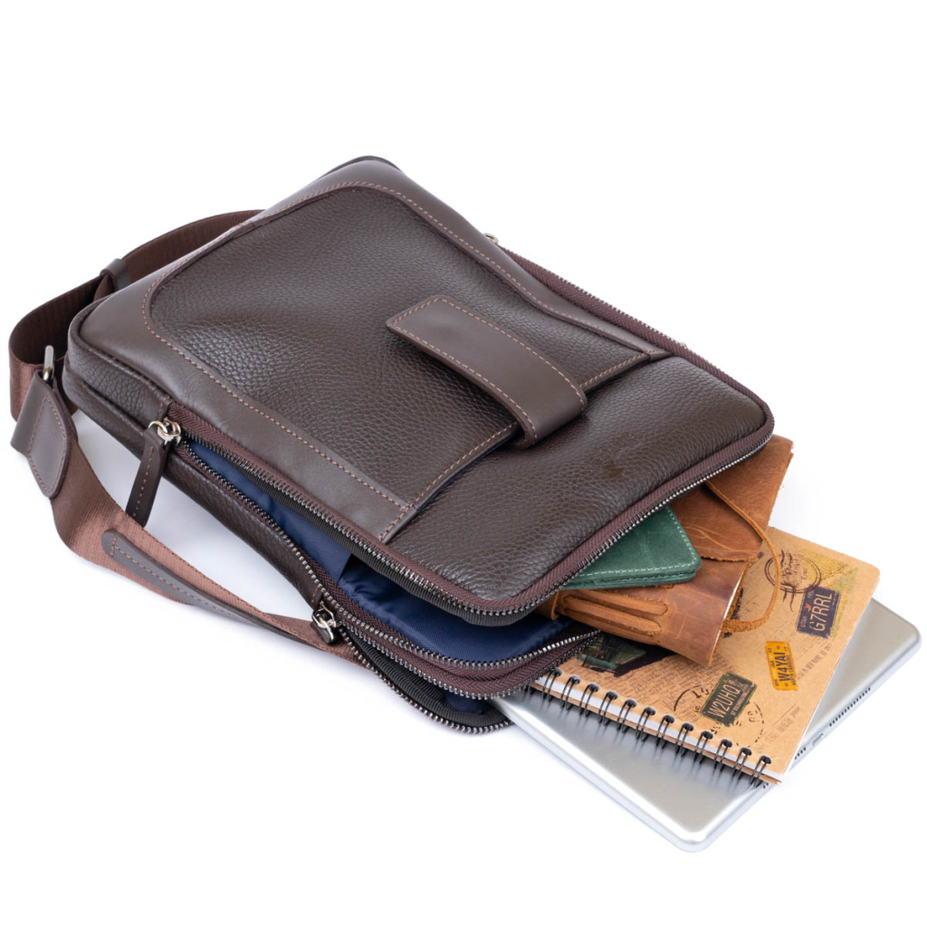 Сумка Shvigel На два відділення шкіряна Коричнева (11286) - зображення 5