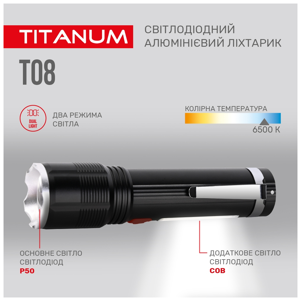 Ліхтар TITANUM 700Lm 6500K (TLF-T08) - зображення 7