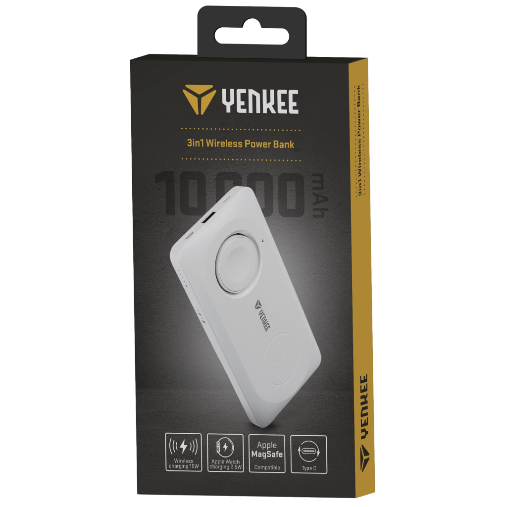 Батарея універсальна YENKEE 10000mAh, PD, 22,5W, 3in1, Qi Wireless, white (YPB 510 / 37000006) - изображение 3