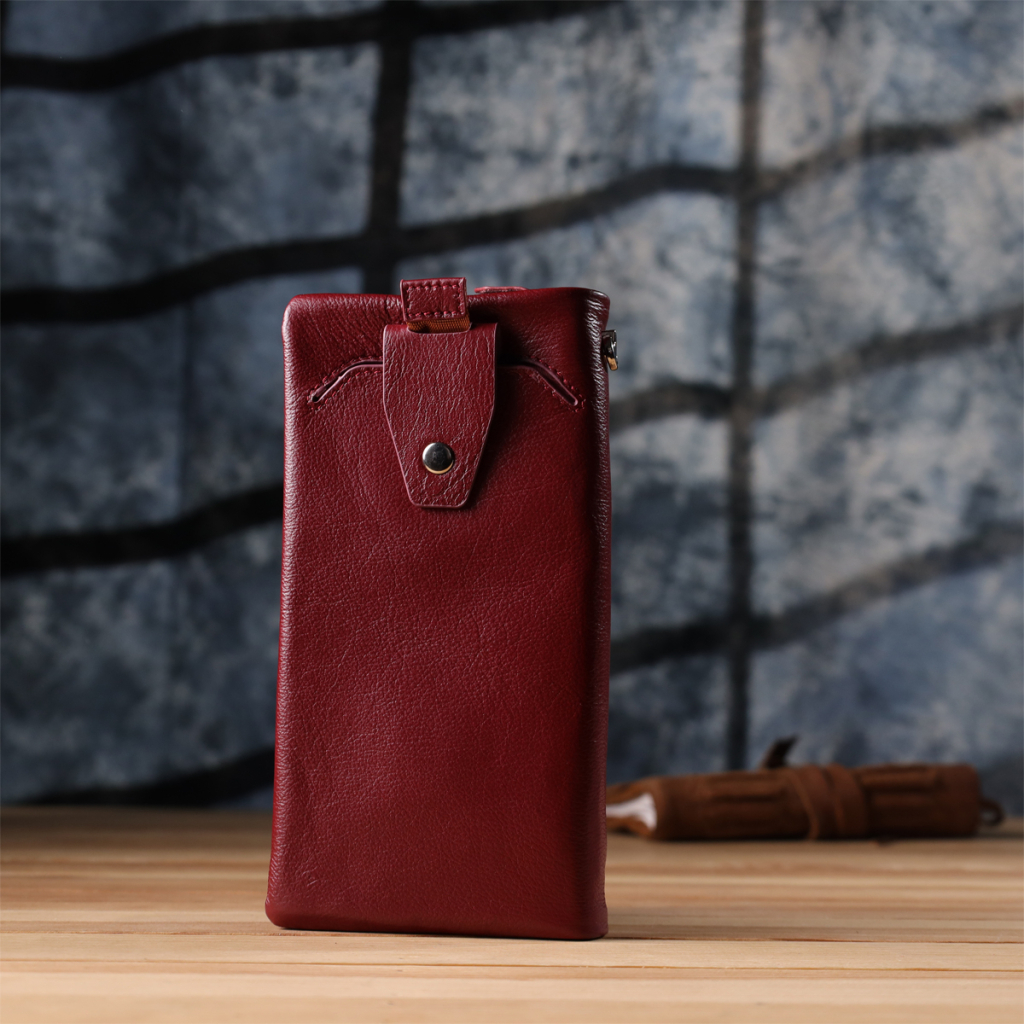 Гаманець ST Leather Шкіряний з відділенням під телефон Бордовий (23102) - зображення 9