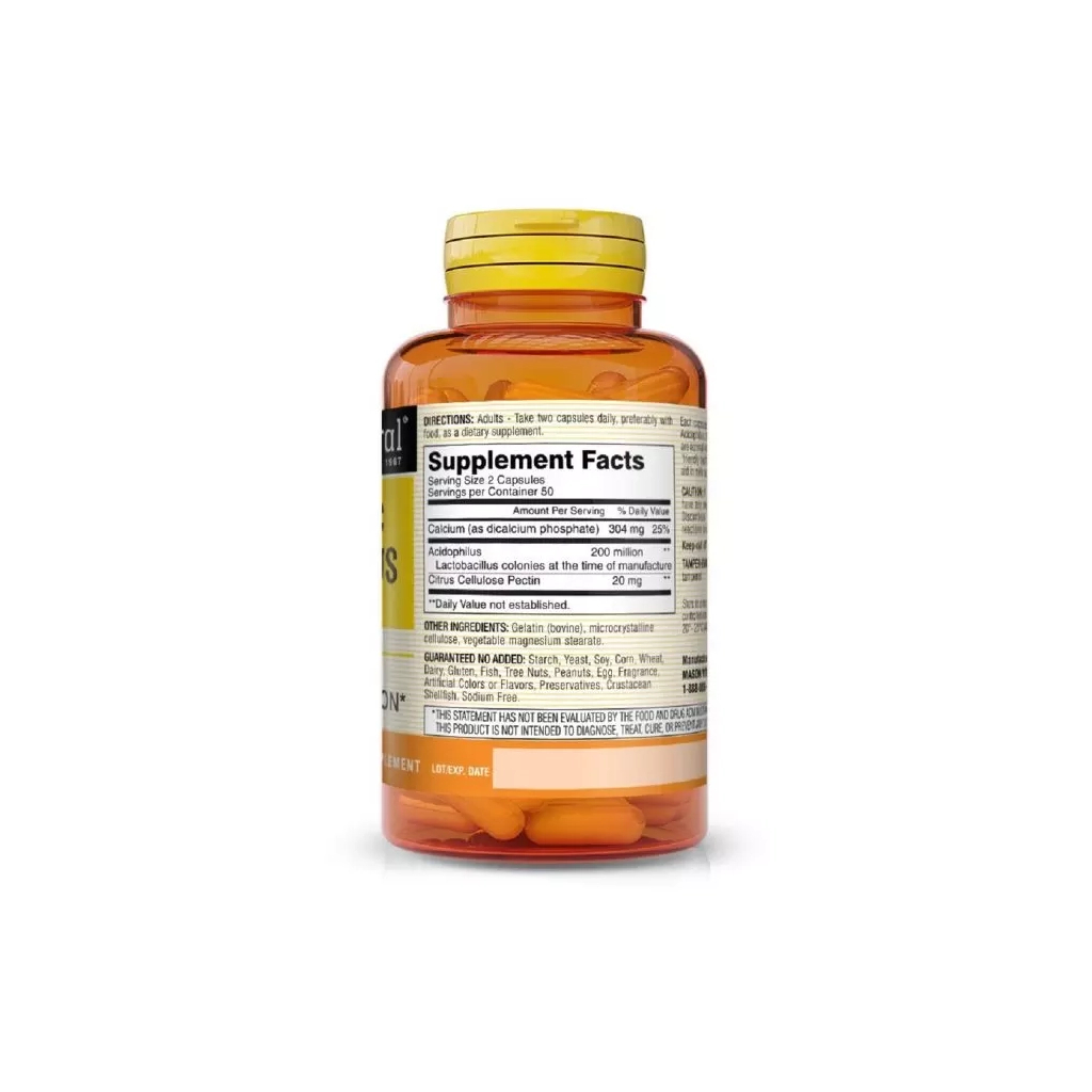 Пробіотики Mason Natural Пробіотик з пектином, Probiotic Acidophilus With Pectin, 100 капсул (MAV-05331) - зображення 2