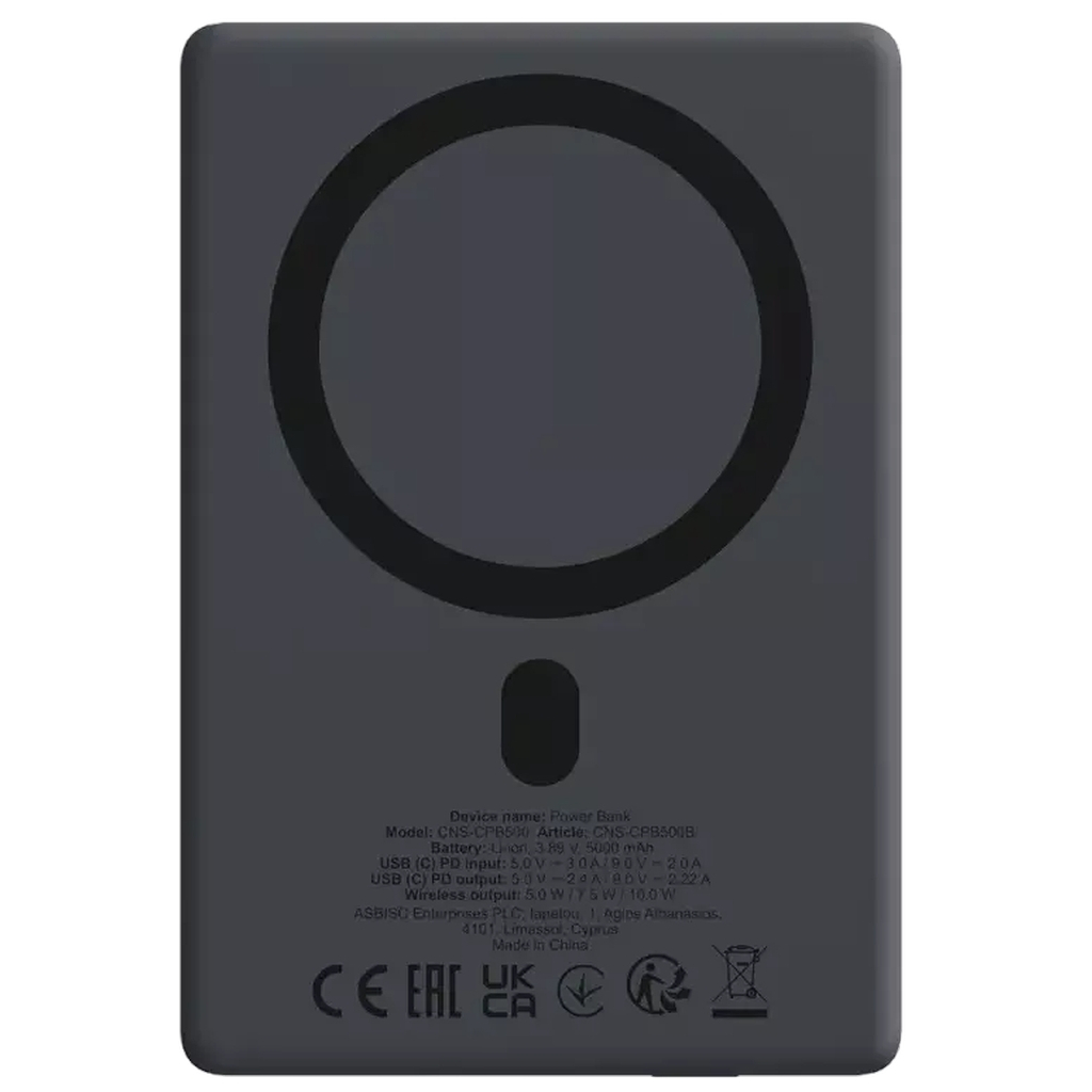 Батарея універсальна Canyon 5000mAh OnPower 500 PD20W Magnetic wireless MagSafe Black (CNS-CPB500B) - изображение 4