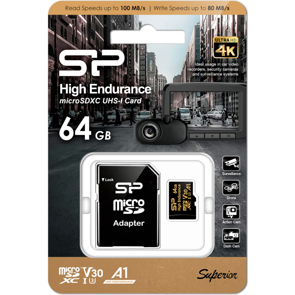 Карта пам'яті Silicon Power 64GB microSDXC class 10 UHS-I U3 V30 A1 High Endurance (SP064GBSTXDV3V1HSP) - зображення 3