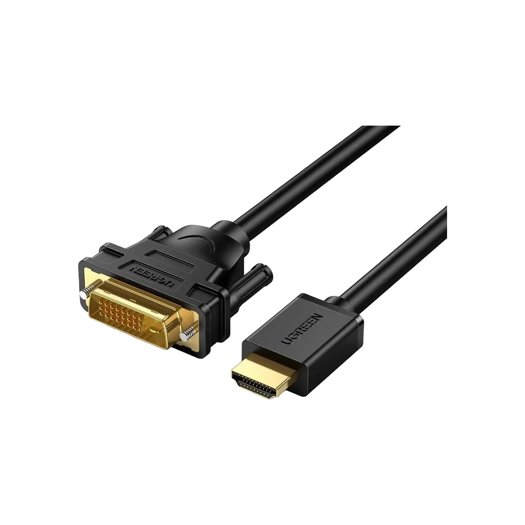 Кабель мультимедійний HDMI M to DVI M 2.0m HD106 black UGREEN (10135) - зображення 1