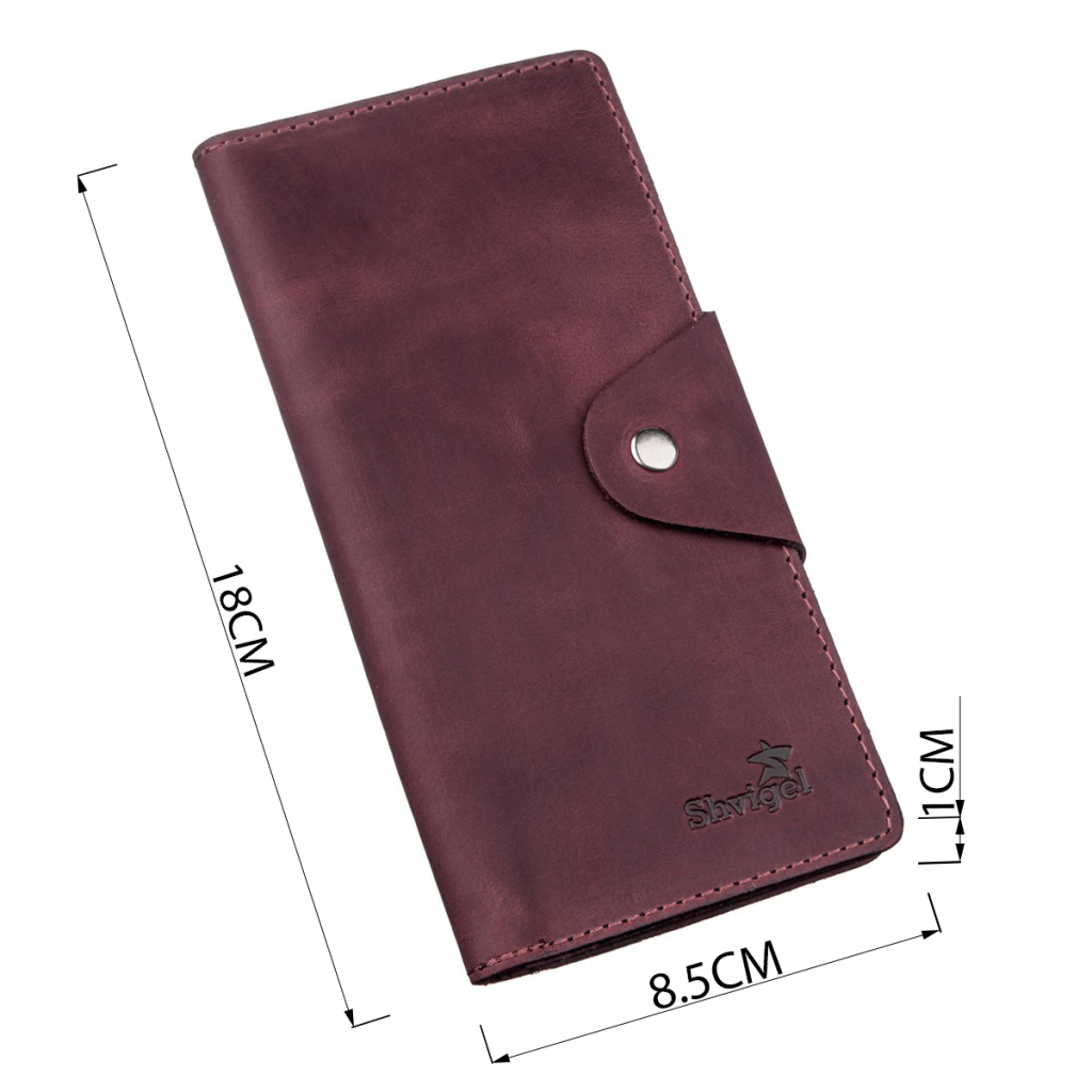 Гаманець Shvigel Жіночий вертикальний З вінтажної шкіри на кнопках Бордовий (16178) - зображення 3