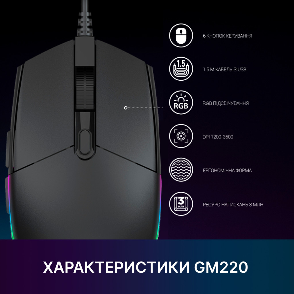 Мишка GamePro GM220 USB Black (GM220) - изображение 8