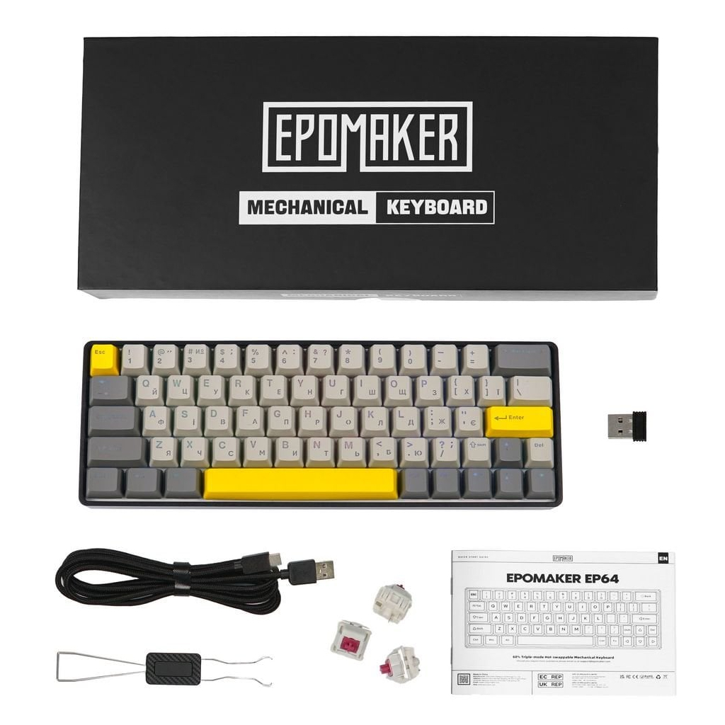 Клавіатура Epomaker EP64 60 Mulan Switch Hot-Swap RGB Wireless/Bluetooth/USB UA Black (EP64-B-M) - зображення 12