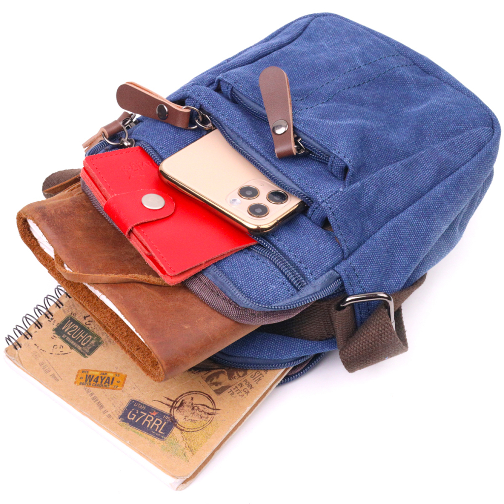 Сумка Vintage Чоловіча з щільного текстилю Синя (21246) - зображення 6
