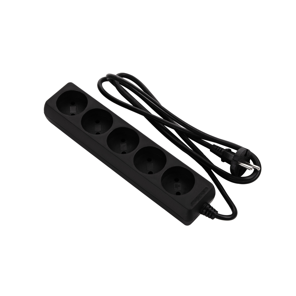 Мережевий подовжувач 2E 5XCEE7/17, 1.5м, black (2E-U0510M1.5BK) - зображення 1